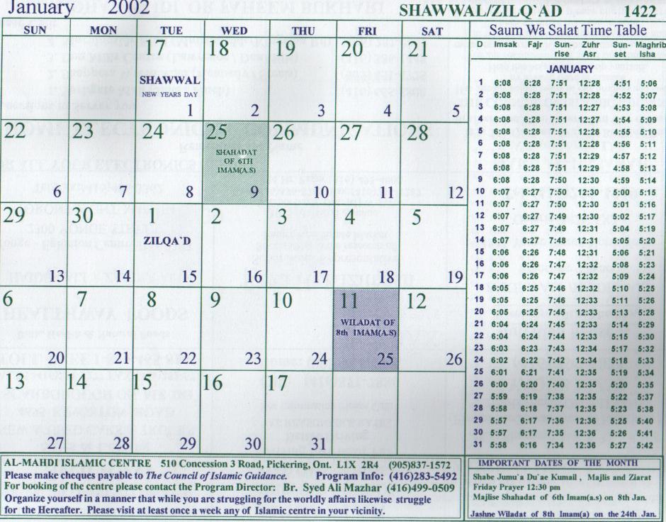 Calendar 2002